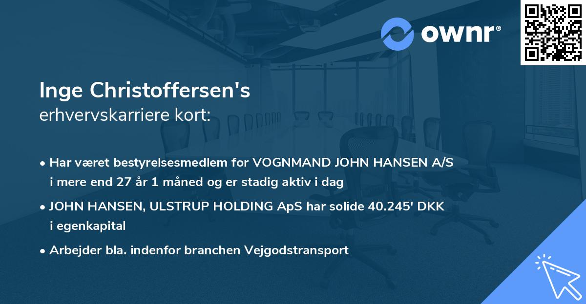 Inge Christoffersen's erhvervskarriere kort