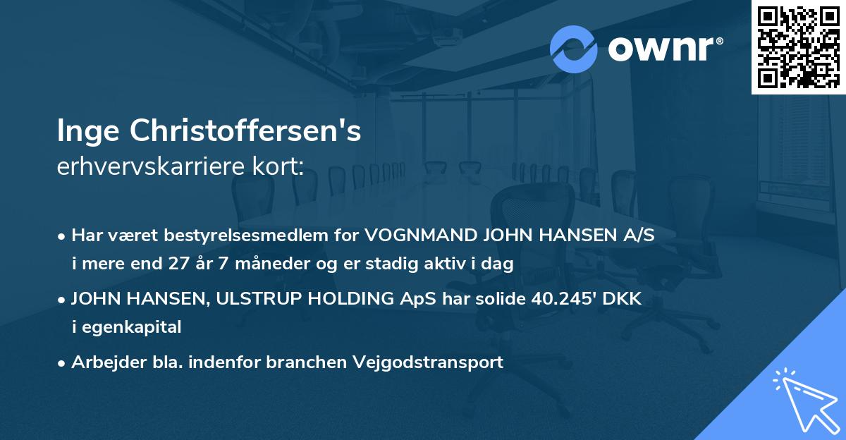 Inge Christoffersen's erhvervskarriere kort