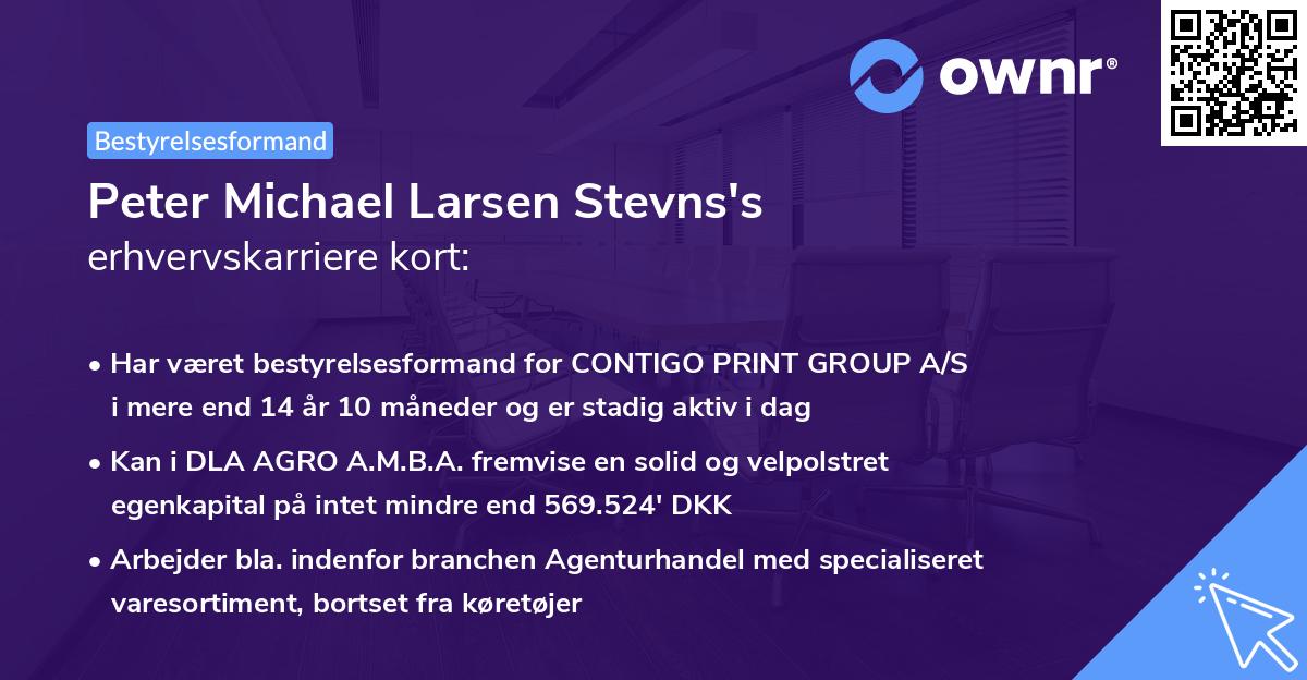 Peter Michael Larsen Stevns's erhvervskarriere kort