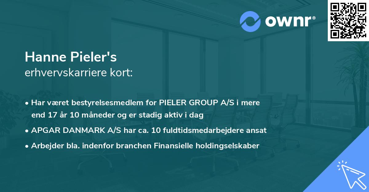 Hanne Pieler's erhvervskarriere kort