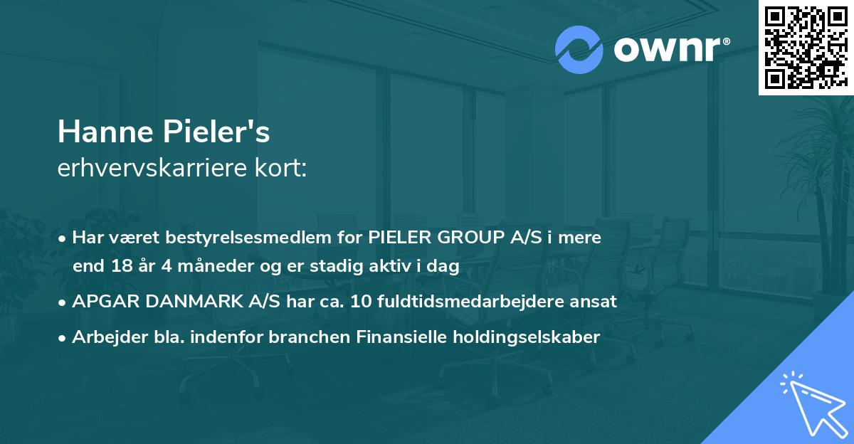 Hanne Pieler's erhvervskarriere kort