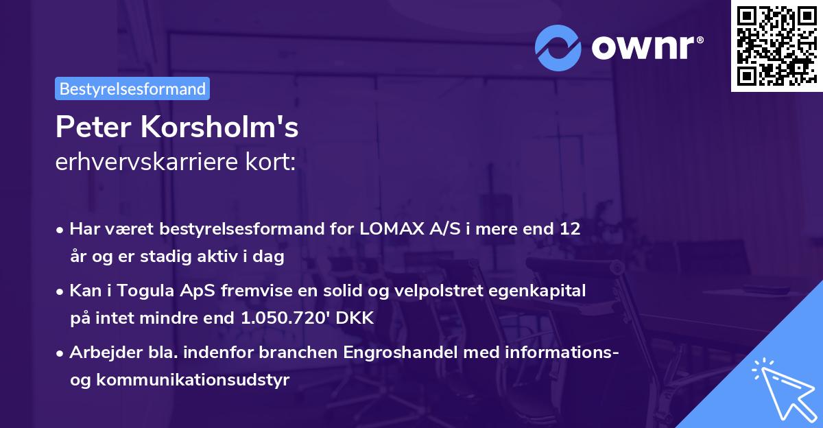Peter Korsholm's erhvervskarriere kort