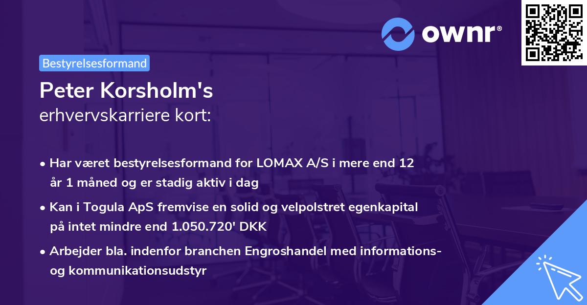 Peter Korsholm's erhvervskarriere kort
