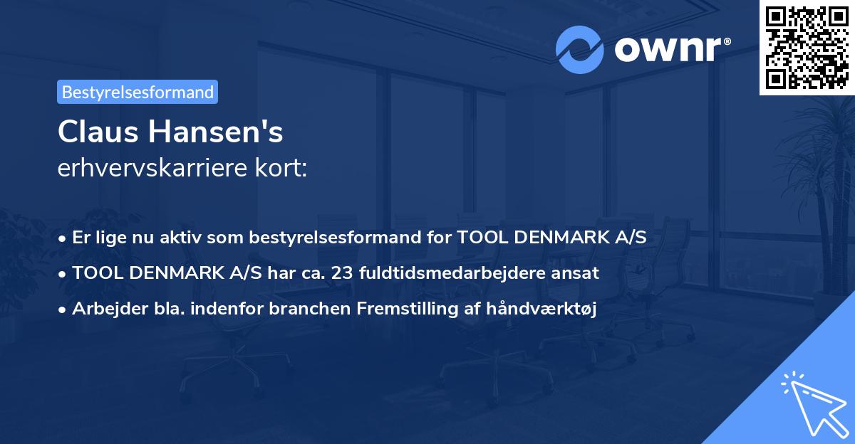 Claus Hansen's erhvervskarriere kort