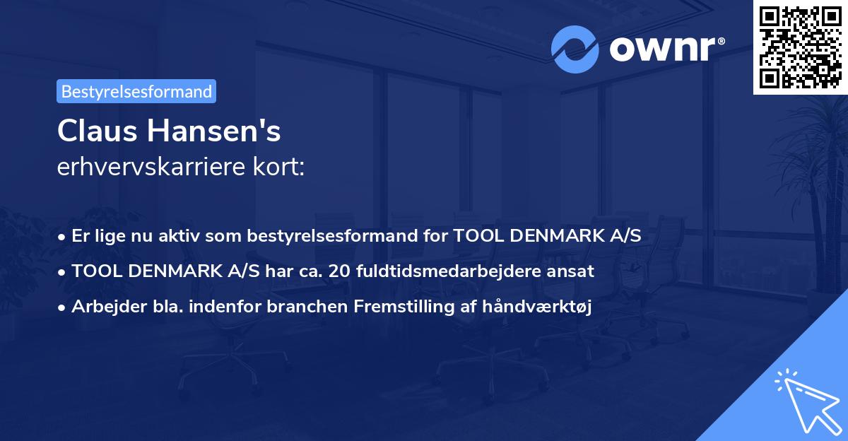 Claus Hansen's erhvervskarriere kort