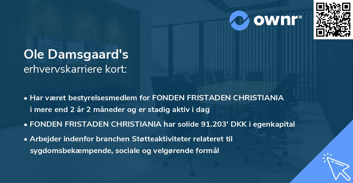 Ole Damsgaard's erhvervskarriere kort