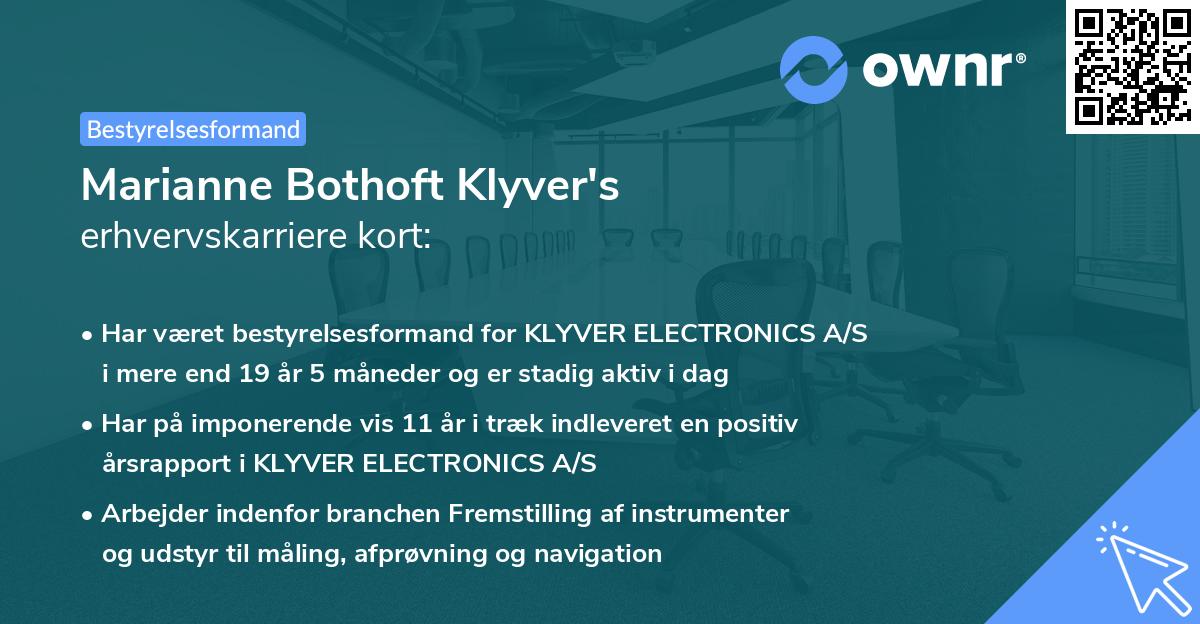 Marianne Bothoft Klyver's erhvervskarriere kort