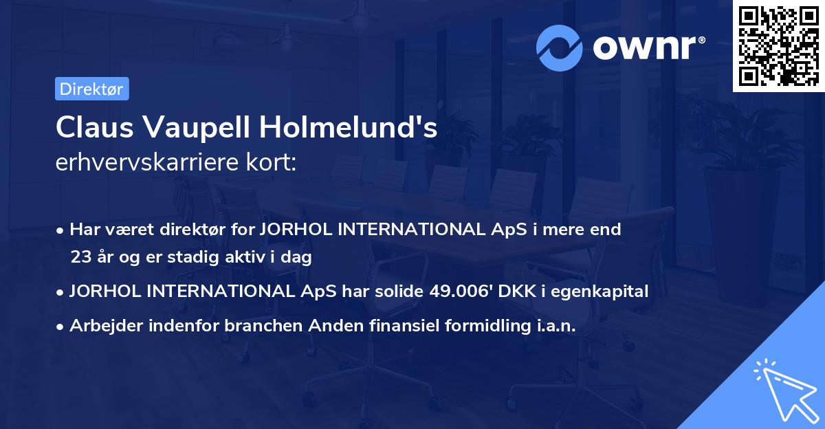 Claus Vaupell Holmelund's erhvervskarriere kort