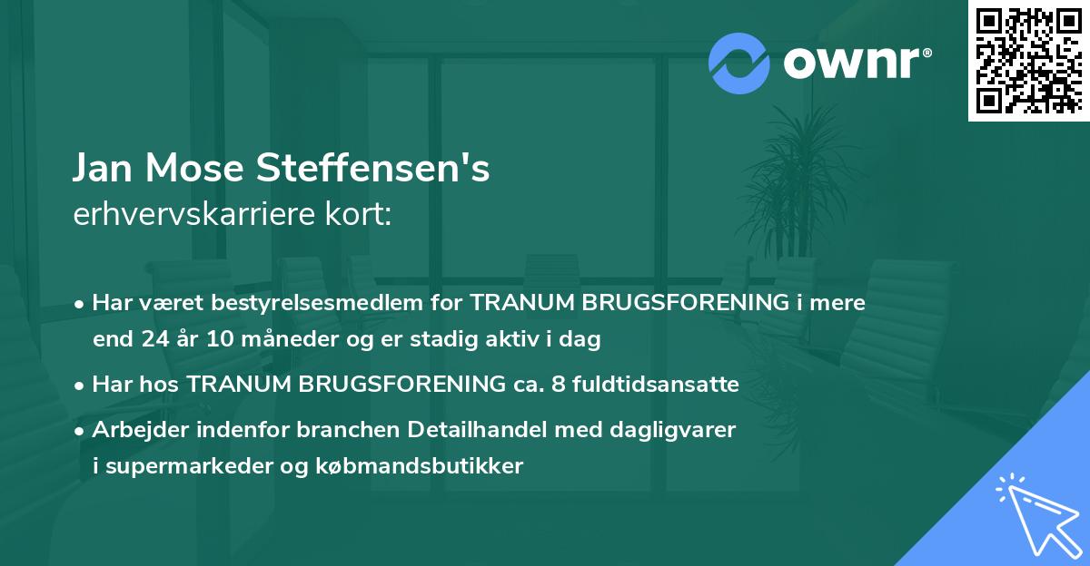 Jan Mose Steffensen's erhvervskarriere kort