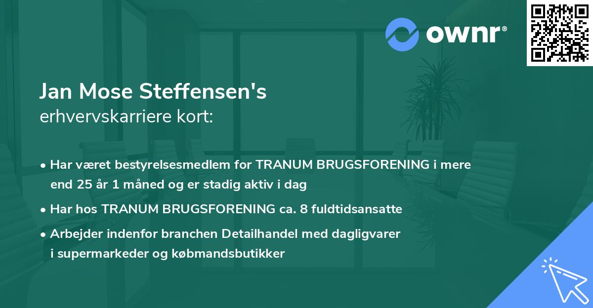 Jan Mose Steffensen's erhvervskarriere kort