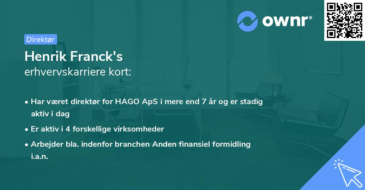 Henrik Franck's erhvervskarriere kort