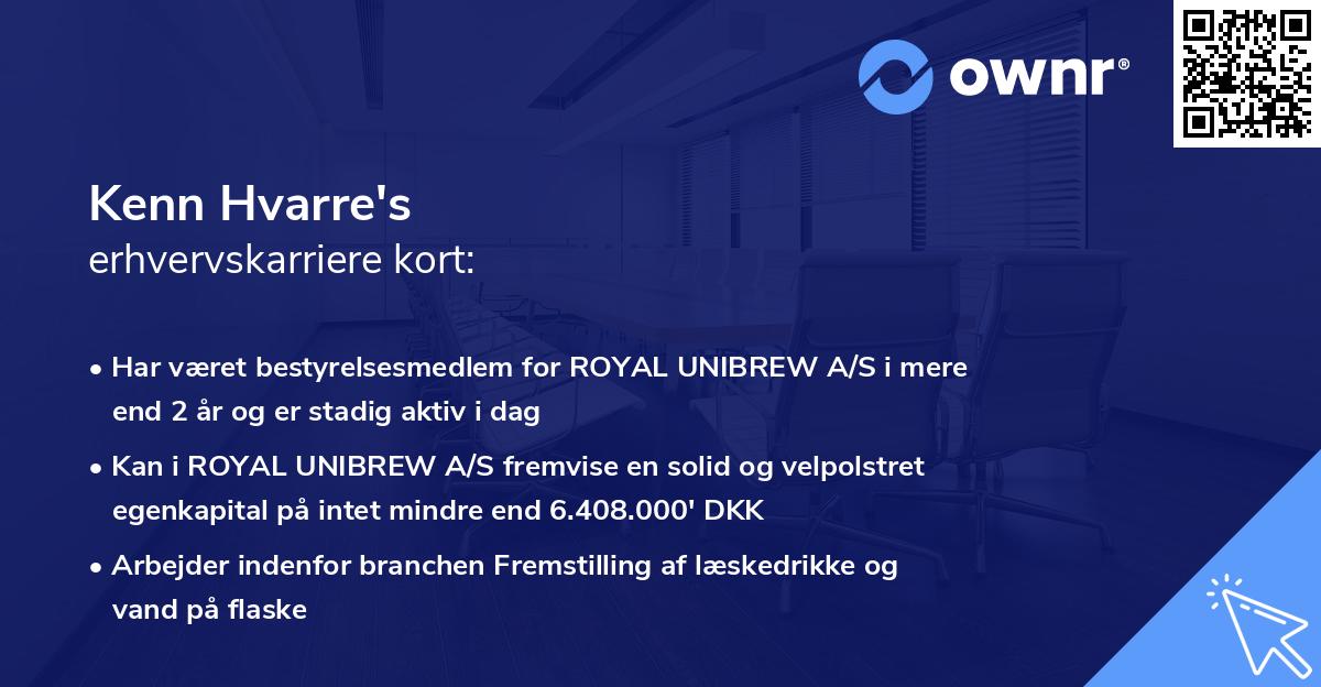Kenn Hvarre's erhvervskarriere kort
