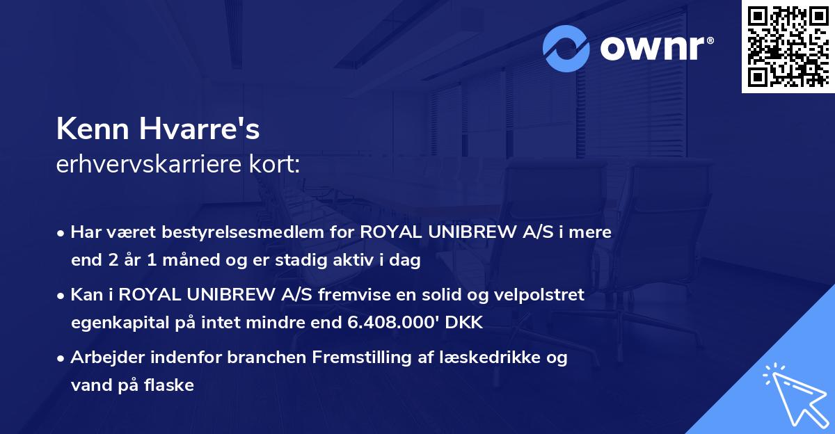 Kenn Hvarre's erhvervskarriere kort