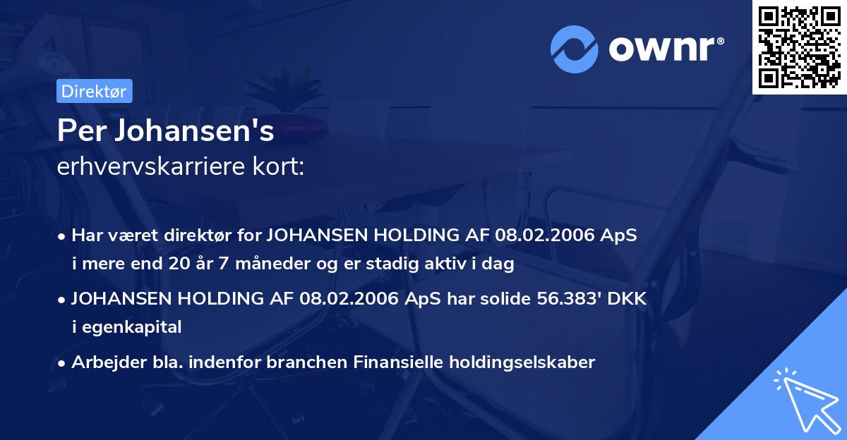 Per Johansen's erhvervskarriere kort