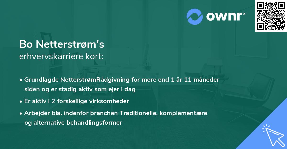 Bo Netterstrøm's erhvervskarriere kort