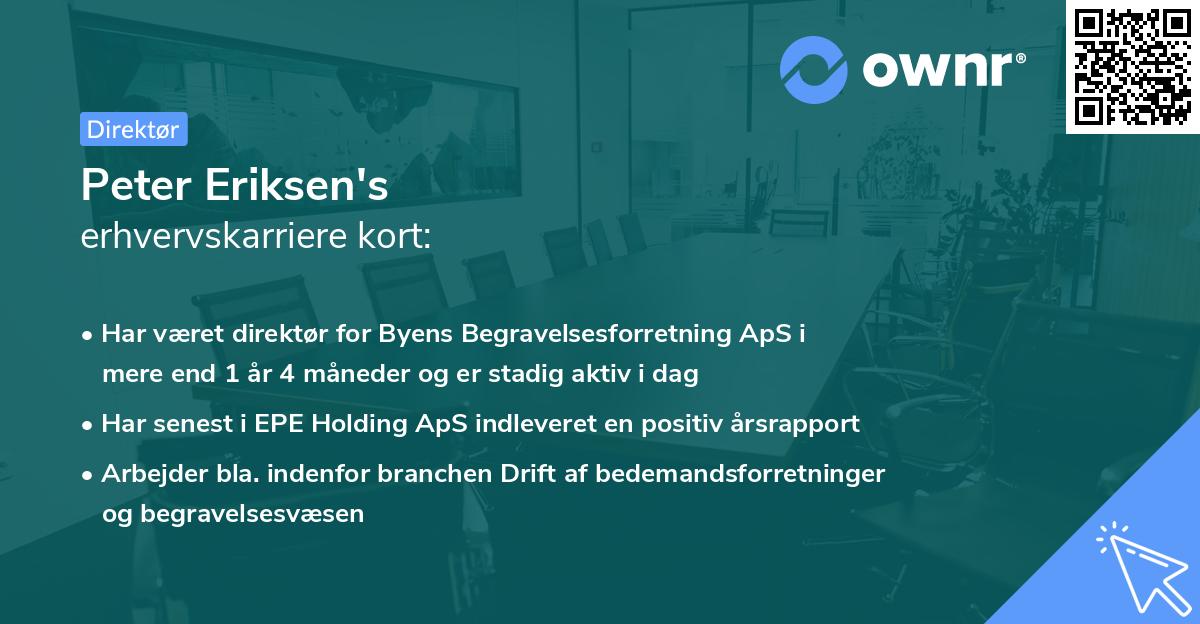 Peter Eriksen's erhvervskarriere kort