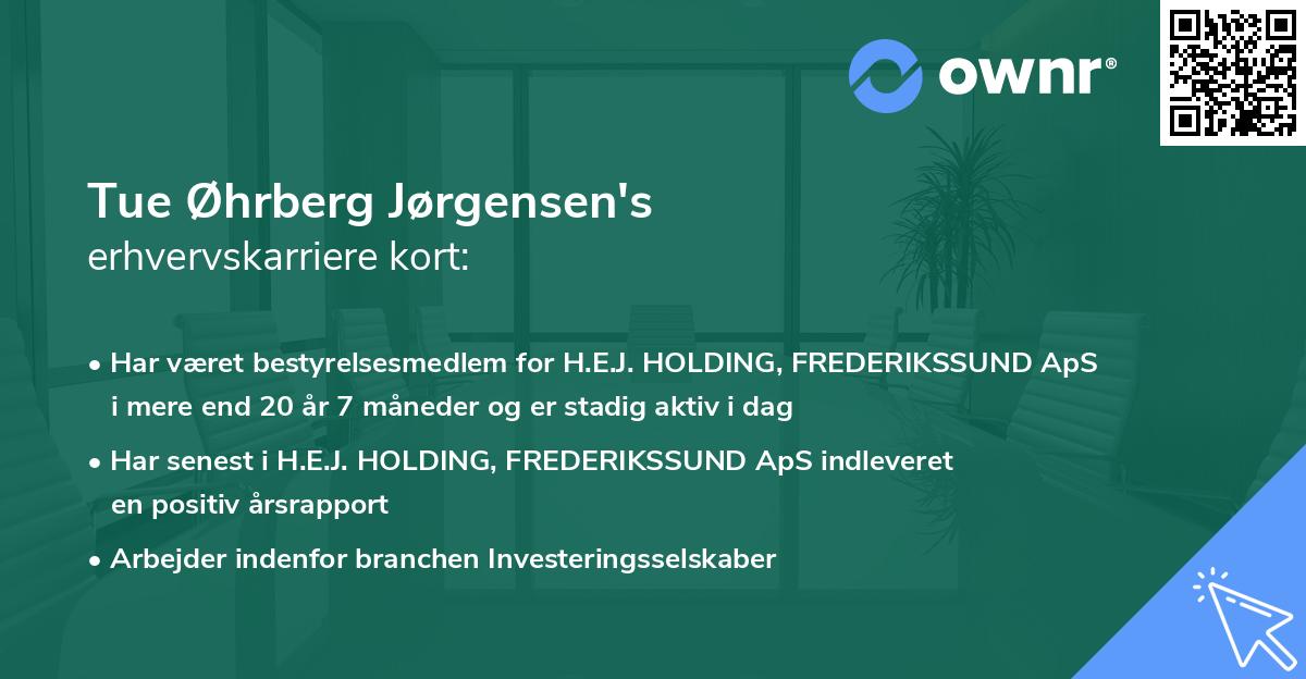 Tue Øhrberg Jørgensen's erhvervskarriere kort