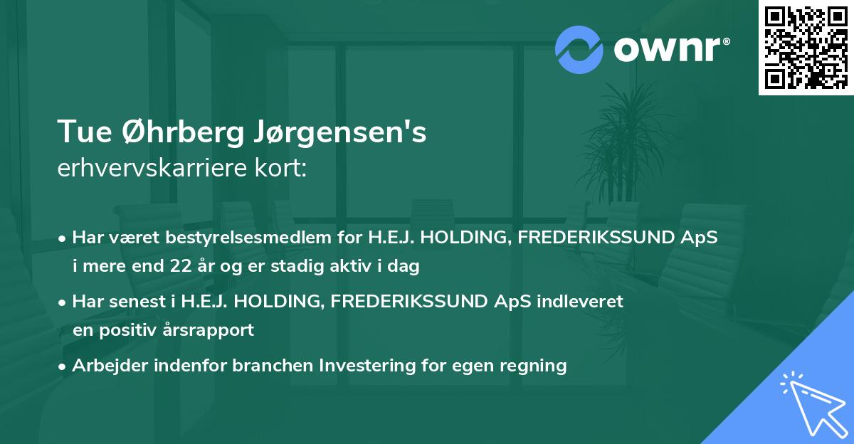Tue Øhrberg Jørgensen's erhvervskarriere kort