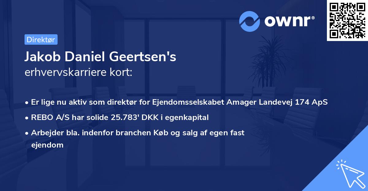 Jakob Daniel Geertsen's erhvervskarriere kort