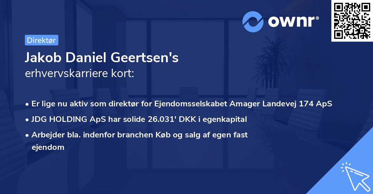 Jakob Daniel Geertsen's erhvervskarriere kort