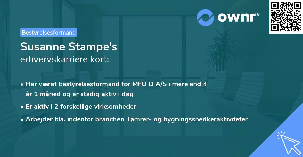 Susanne Stampe's erhvervskarriere kort