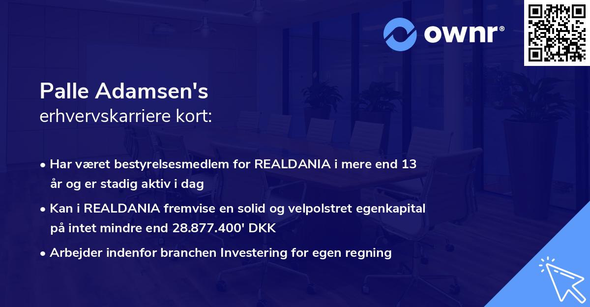 Palle Adamsen's erhvervskarriere kort