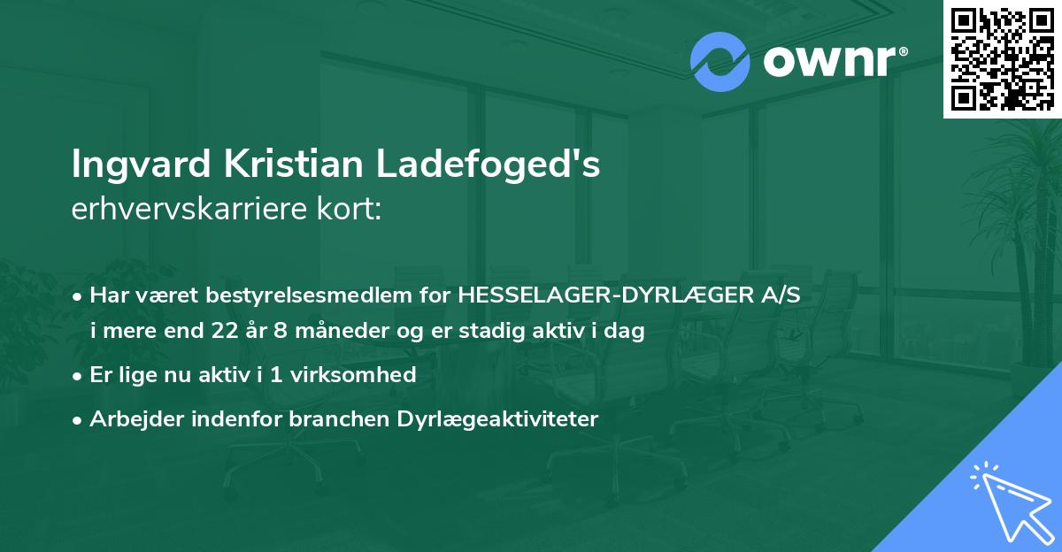 Ingvard Kristian Ladefoged's erhvervskarriere kort