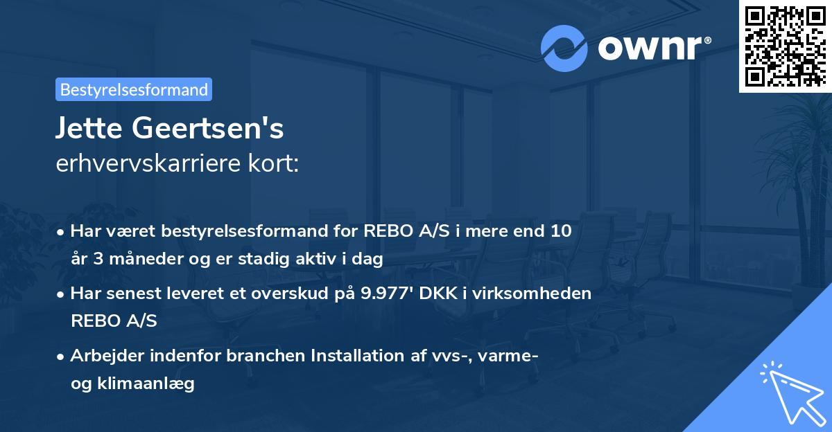 Jette Geertsen's erhvervskarriere kort