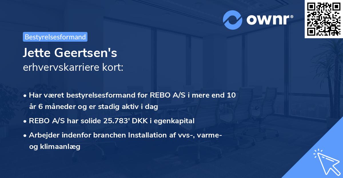 Jette Geertsen's erhvervskarriere kort