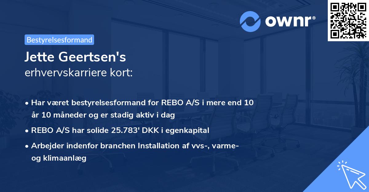 Jette Geertsen's erhvervskarriere kort