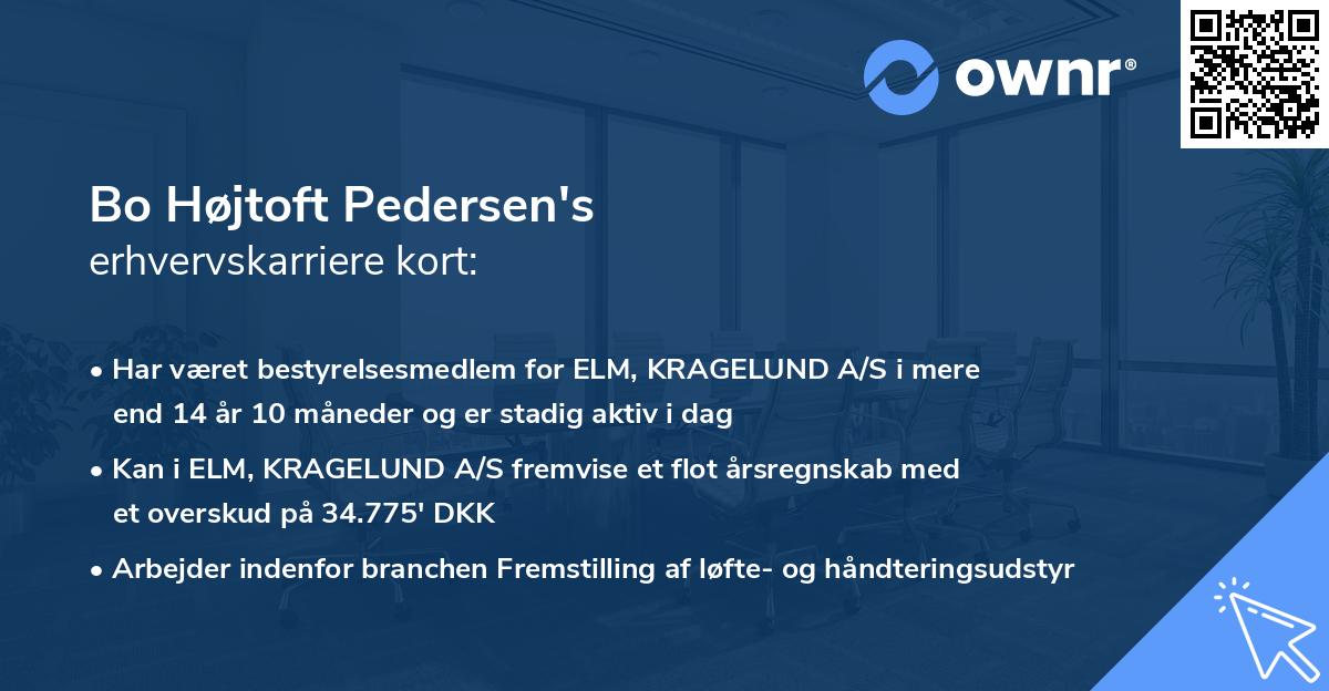 Bo Højtoft Pedersen's erhvervskarriere kort