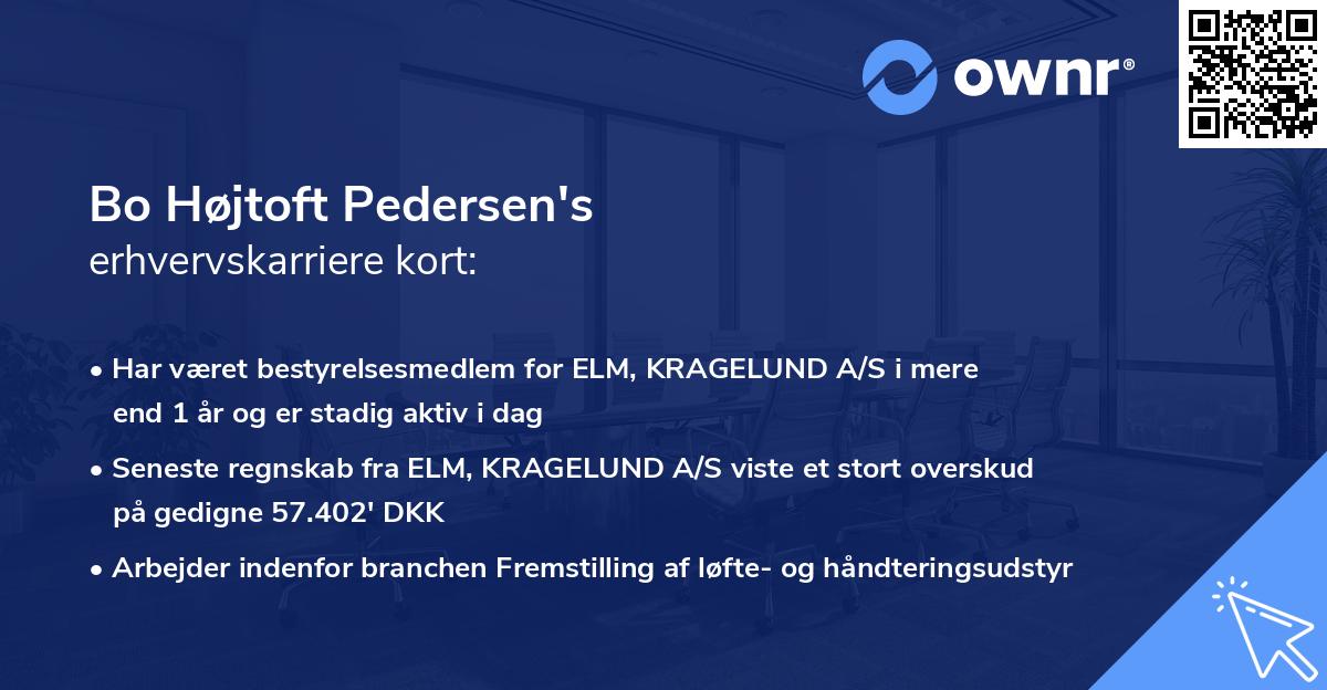 Bo Højtoft Pedersen's erhvervskarriere kort
