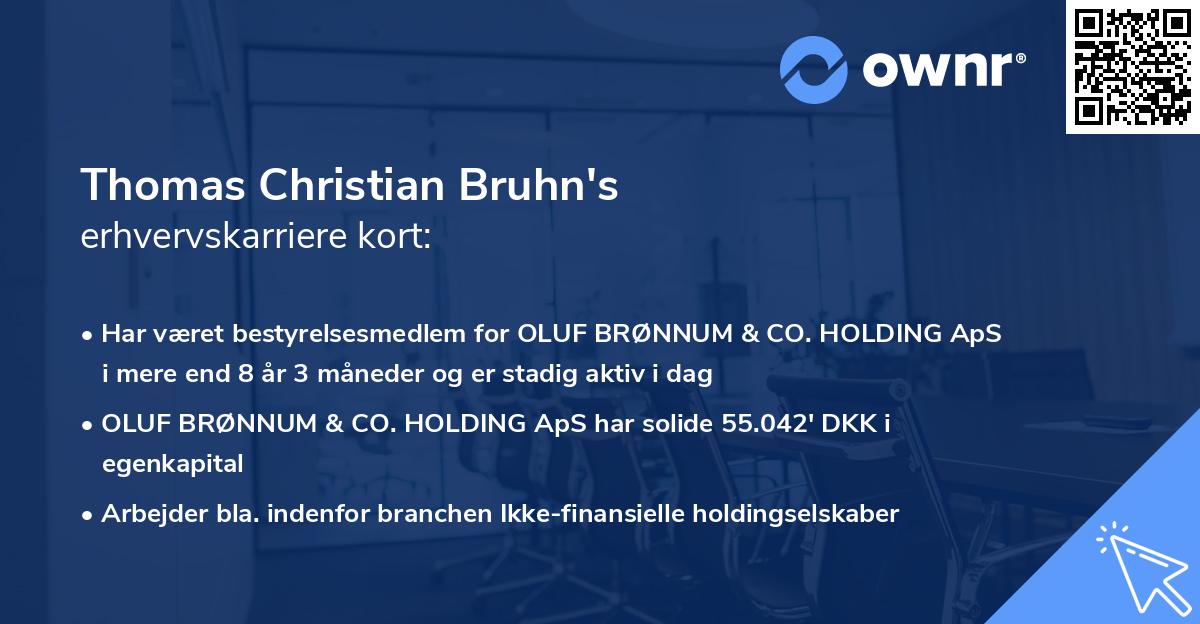 Thomas Christian Bruhn's erhvervskarriere kort