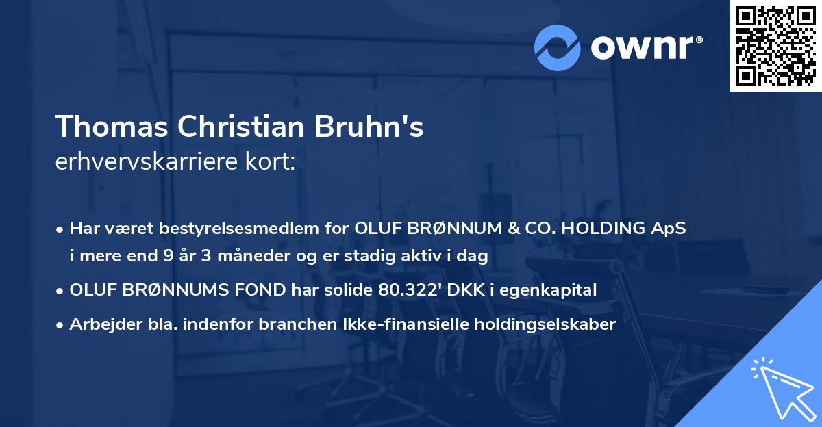 Thomas Christian Bruhn's erhvervskarriere kort
