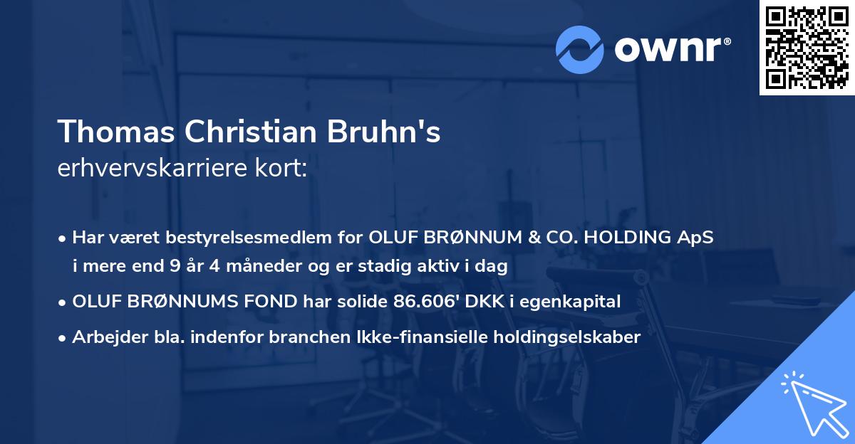 Thomas Christian Bruhn's erhvervskarriere kort