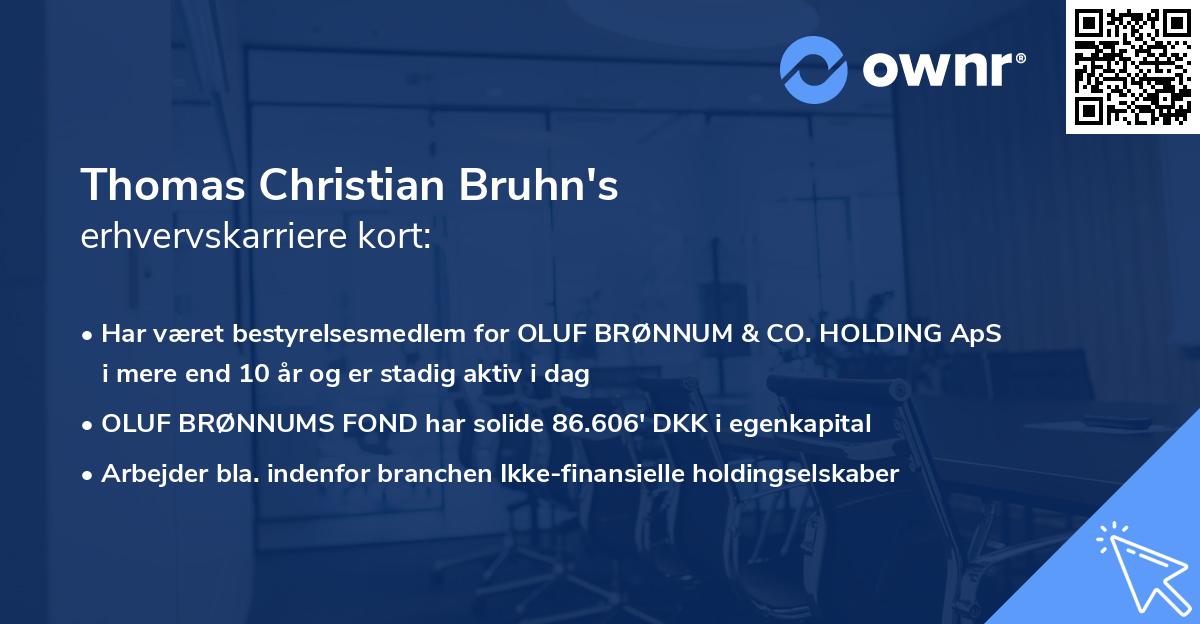 Thomas Christian Bruhn's erhvervskarriere kort