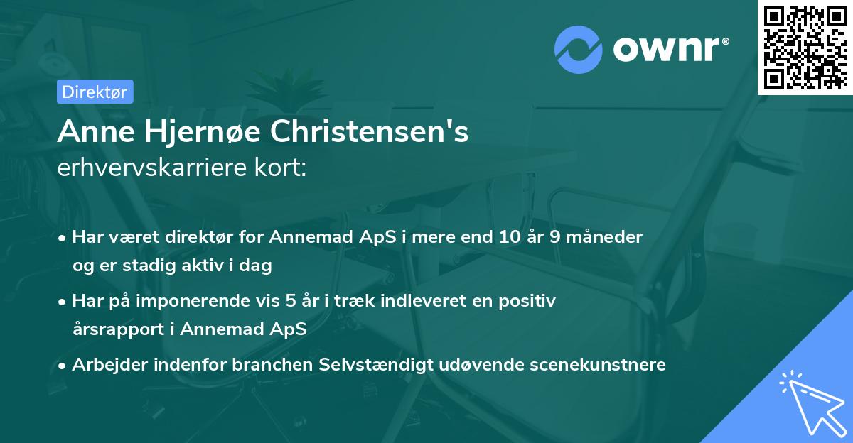 Anne Hjernøe Christensen's erhvervskarriere kort