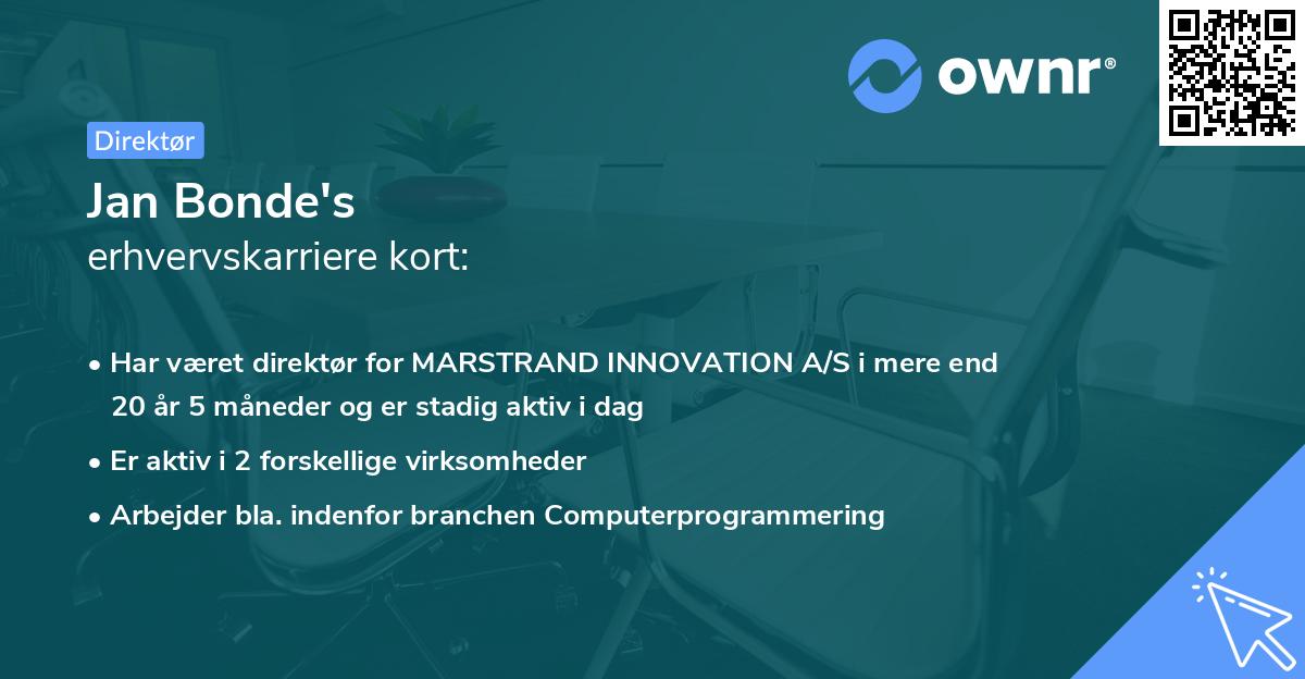 Jan Bonde's erhvervskarriere kort