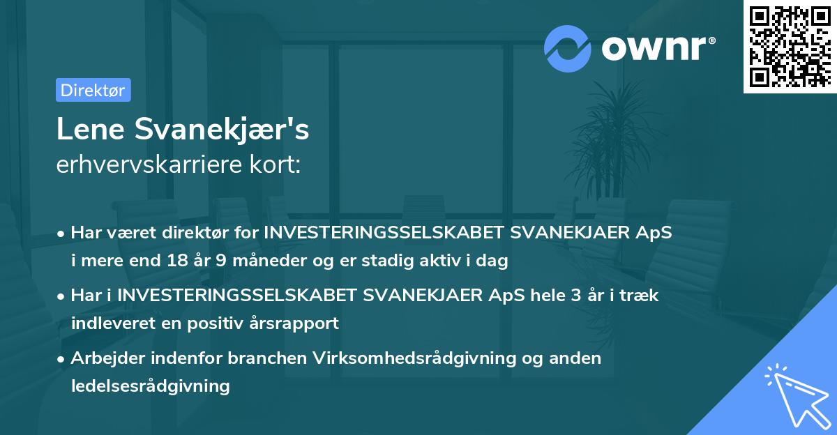 Lene Svanekjær's erhvervskarriere kort