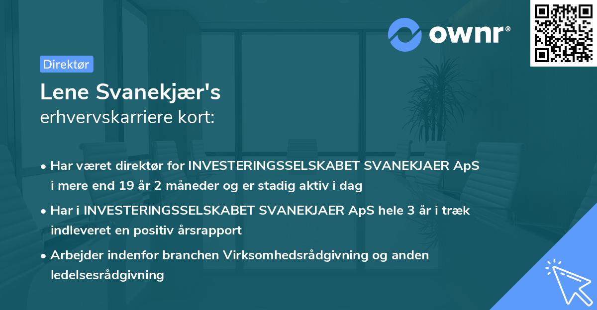 Lene Svanekjær's erhvervskarriere kort