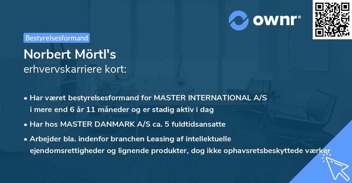 Norbert Mörtl's erhvervskarriere kort
