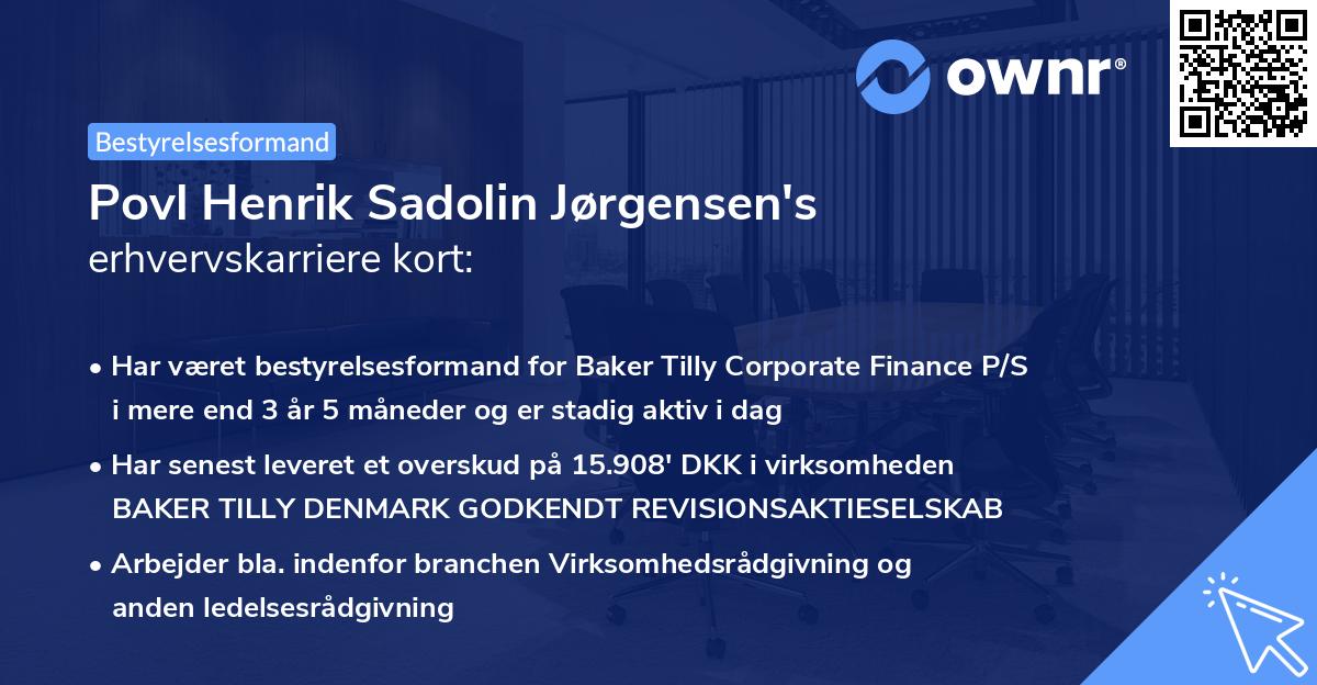 Povl Henrik Sadolin Jørgensen's erhvervskarriere kort
