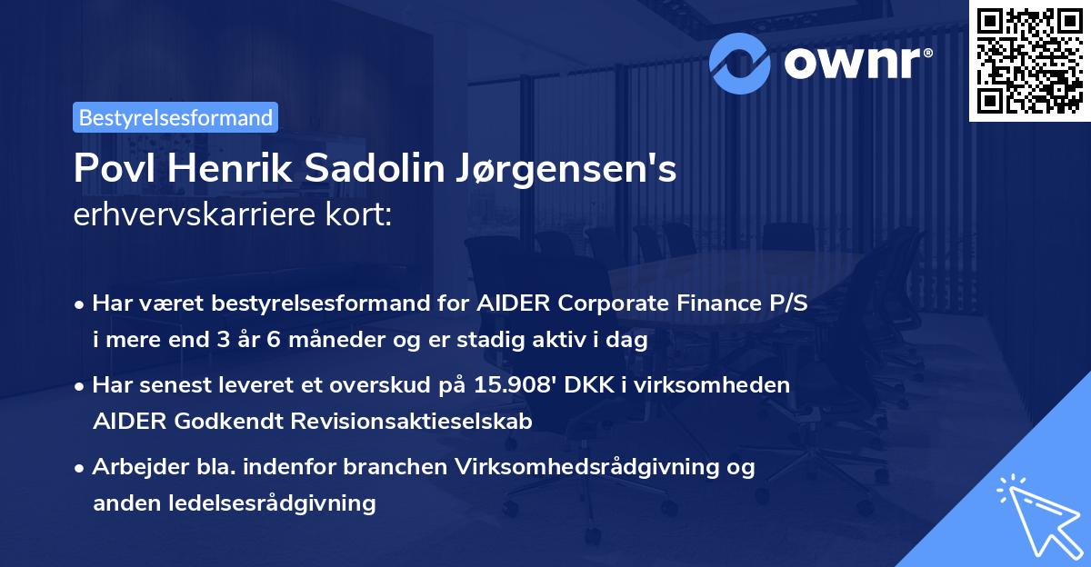Povl Henrik Sadolin Jørgensen's erhvervskarriere kort