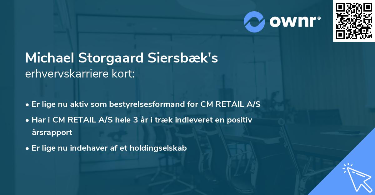 Michael Storgaard Siersbæk's erhvervskarriere kort