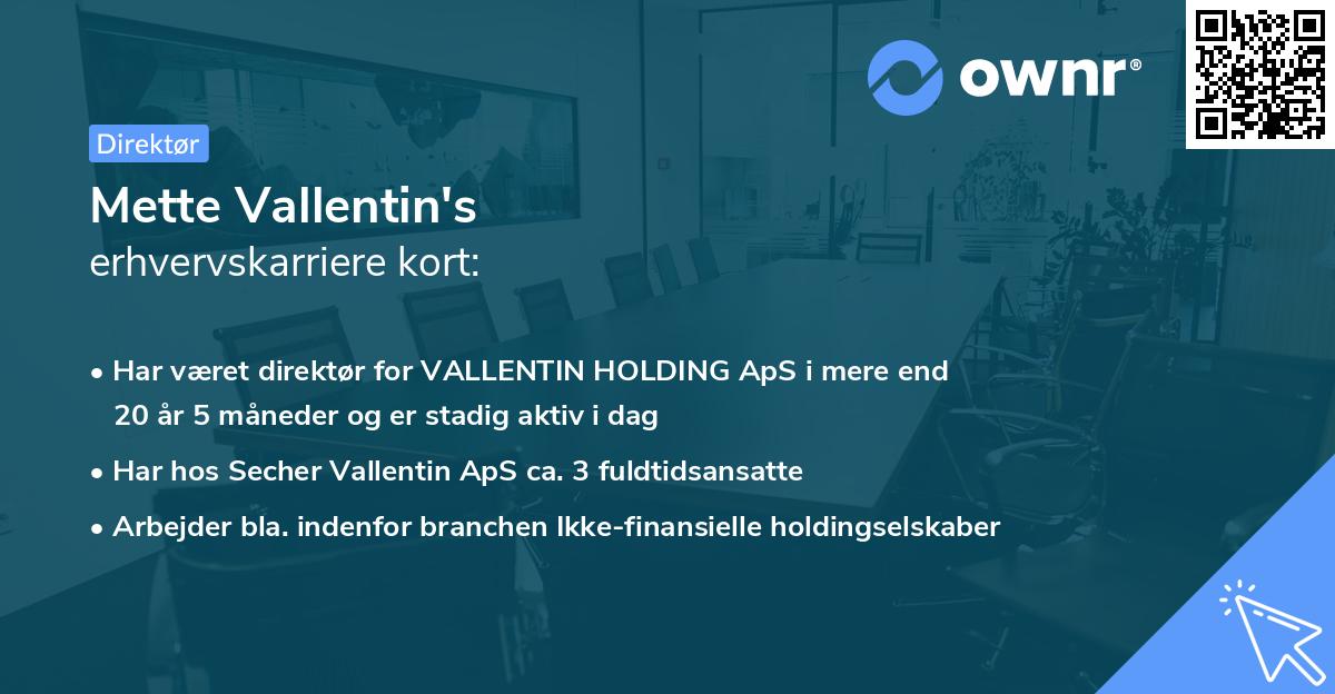 Mette Vallentin's erhvervskarriere kort