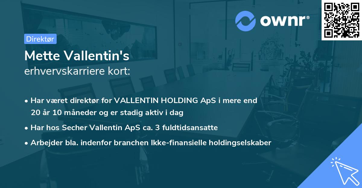 Mette Vallentin's erhvervskarriere kort