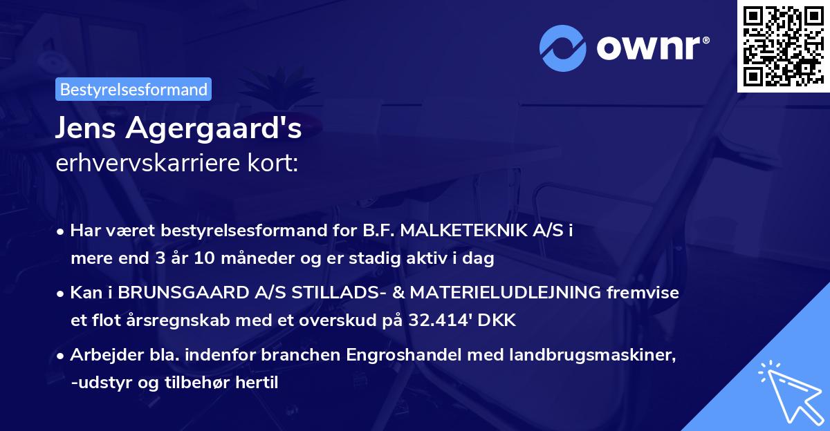 Jens Agergaard's erhvervskarriere kort