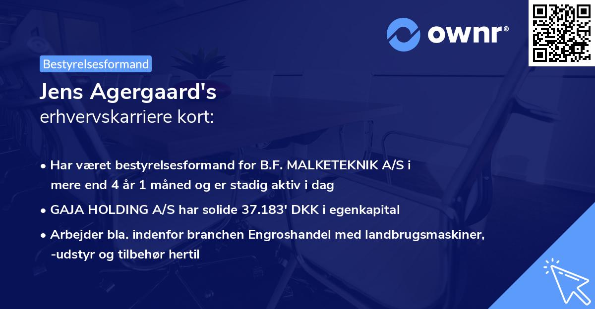 Jens Agergaard's erhvervskarriere kort