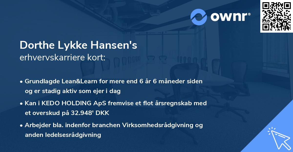 Dorthe Lykke Hansen's erhvervskarriere kort