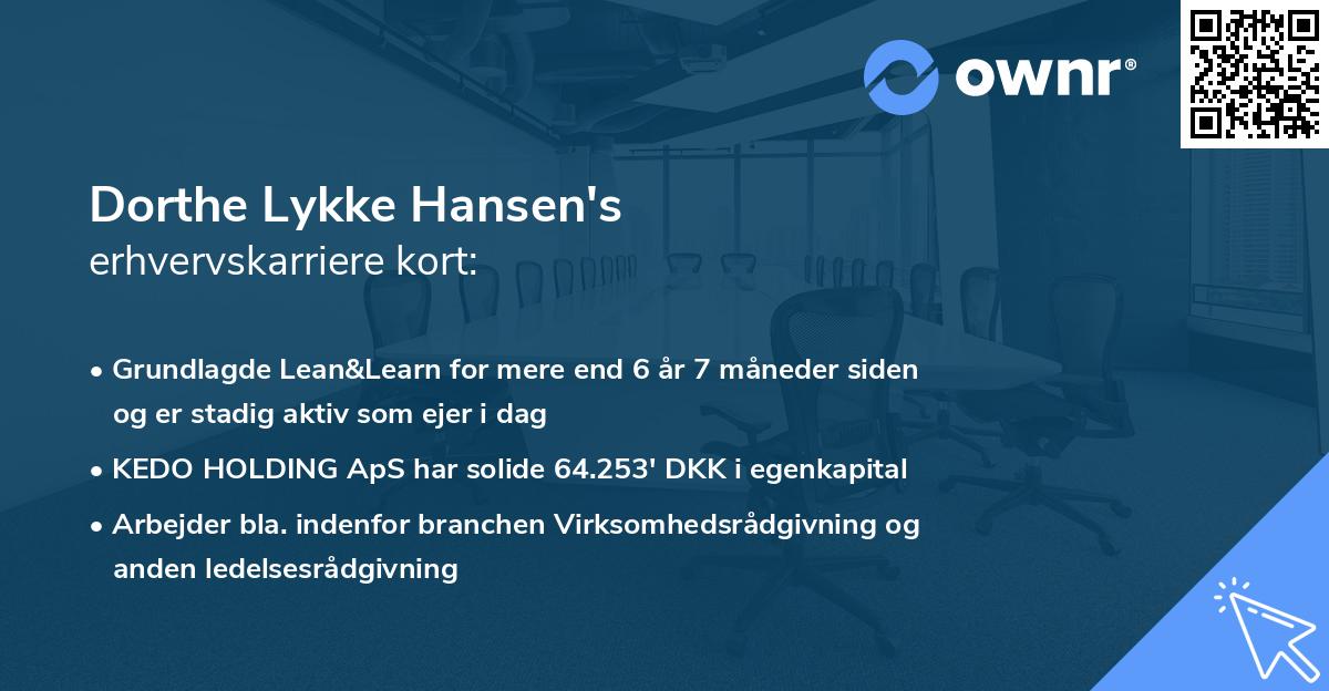 Dorthe Lykke Hansen's erhvervskarriere kort